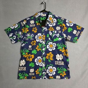 NWT Wes & Willy Mens Notre Dame Fighting Irish Hawaiian Button Up Shirt Size L